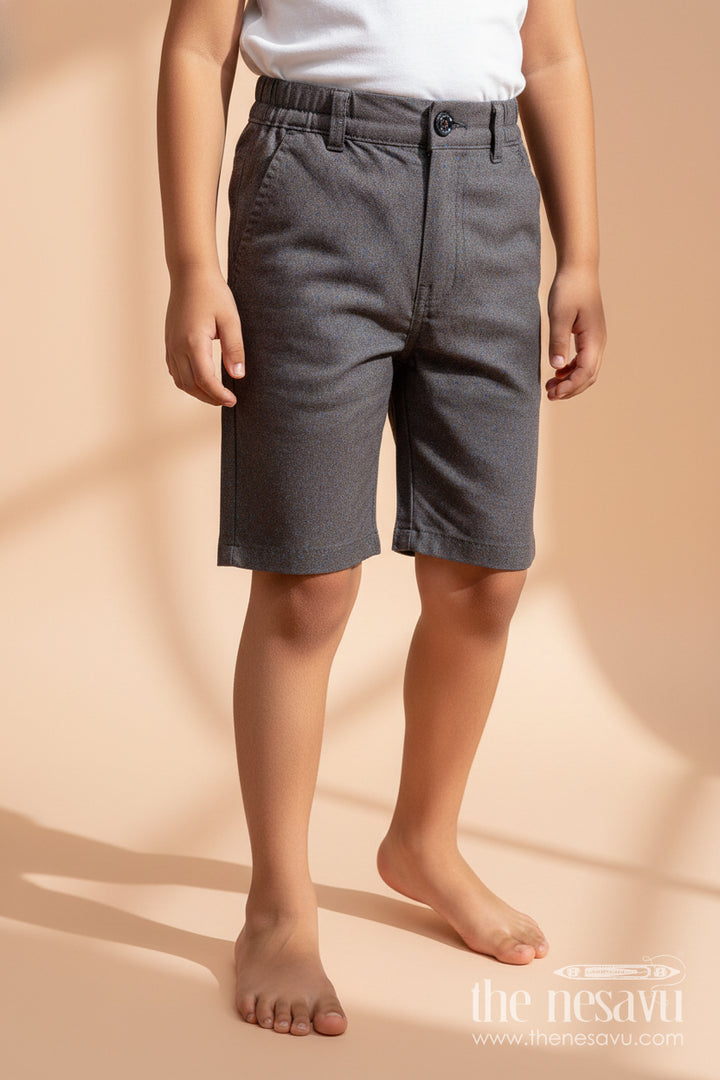 The Nesavu Boys Shorts Boys Comfortable Blue Bike Shorts in Cotton Blend with Elastic Waist and Smart Side Pockets Nesavu 24 (5Y) / Gray BWS064B-24 Nesavu Boys Cotton Blend Blue Bike Shorts Elastic Waist Functional Fit Active Days