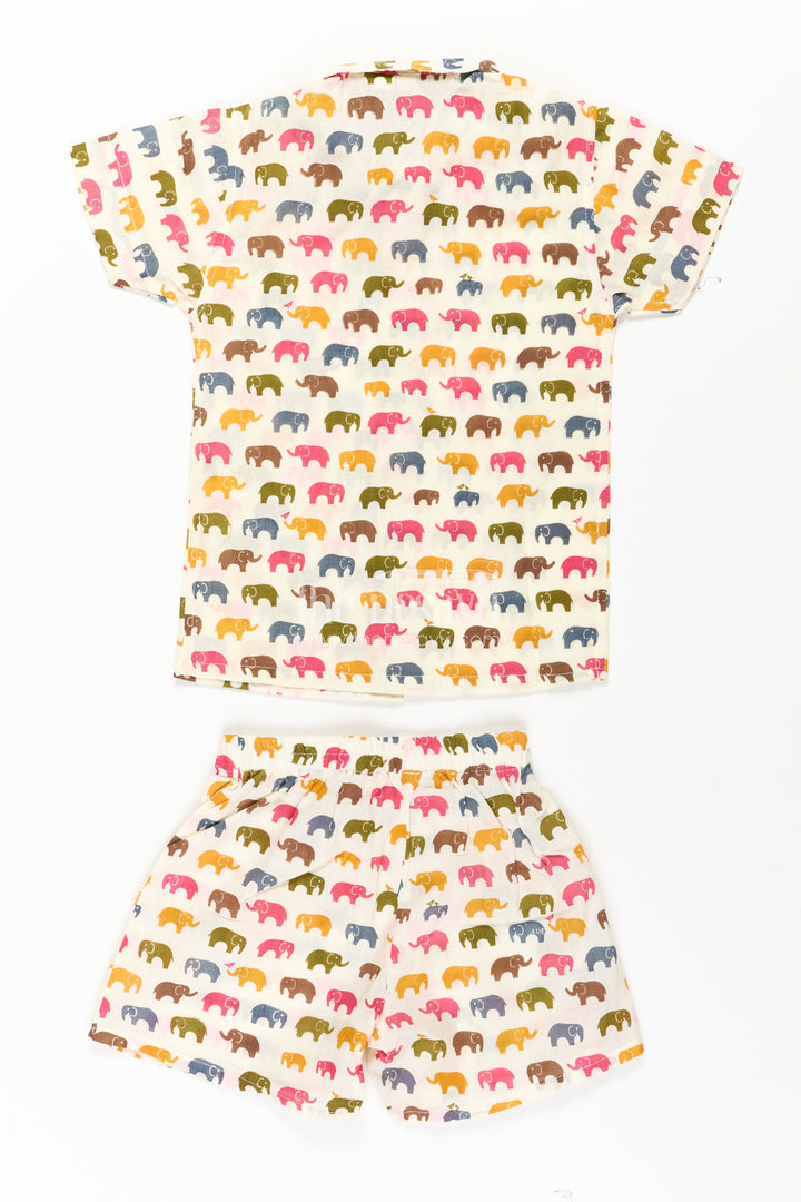 The Nesavu Boys Casual Set Boys Cool Casual Outfits in Cotton with Multicolor Elephant Digital Print Shirt and Shorts Set Nesavu Nesavu Boys Cool Casual Outfits Cotton Set Multicolor Elephant Print Shirt Shorts