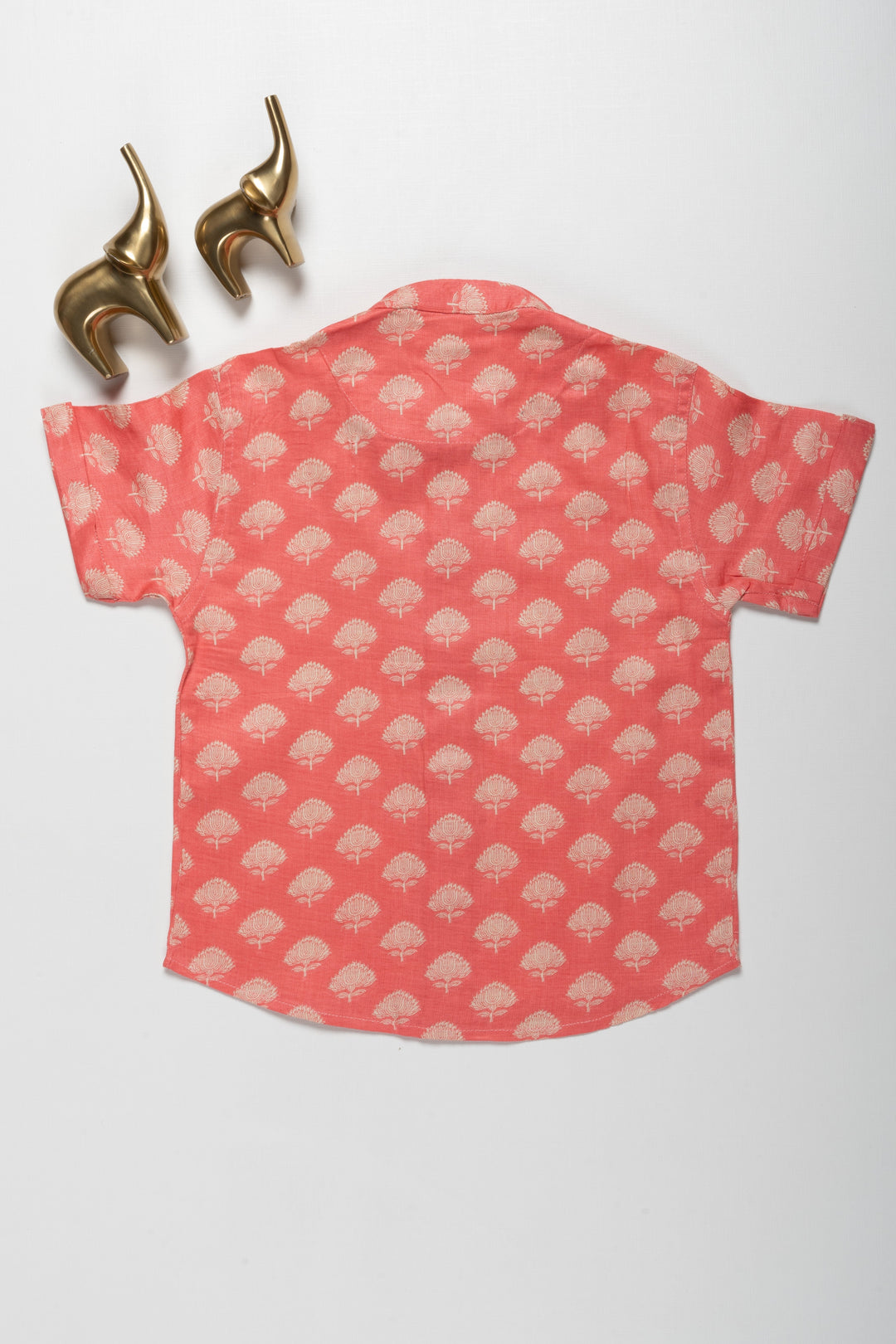 The Nesavu Boys Cotton Shirt Boys Coral Cotton Shirt with Golden Tree Print – Premium Casual and Festive Wear Nesavu Boys Coral Cotton Shirt with Golden Tree Print | Premium Casual and Festive Wear | The Nesavu