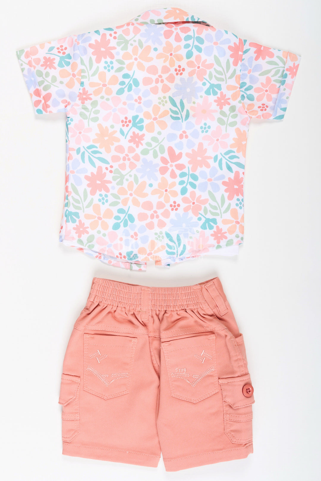 The Nesavu Boys Casual Set Boys Cotton Best Casual Dress Shirts Set with Floral Printed Shirt, Tank Tee, and Cargo Shorts Nesavu Boys Best Casual Dress Shirts Set Floral Printed Shirt Tee Cargo Shorts | The Nesavu