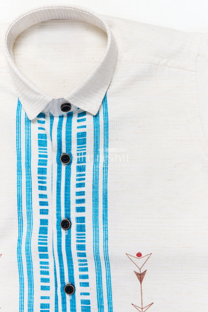 The Nesavu Boys Casual Set Boys Cotton Blazer Outfit for Festive Casual and School Functions Nesavu Nesavu boys printed cotton blazer outfit ethnic motifs school events festive casual wear