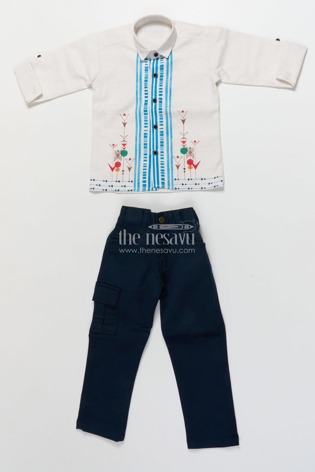 The Nesavu Boys Casual Set Boys Cotton Blazer Outfit for Festive Casual and School Functions Nesavu Nesavu boys printed cotton blazer outfit ethnic motifs school events festive casual wear