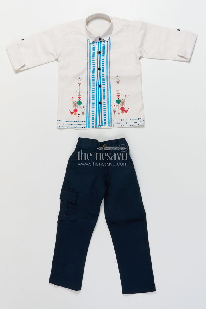 The Nesavu Boys Casual Set Boys Cotton Blazer Outfit for Festive Casual and School Functions Nesavu Nesavu boys printed cotton blazer outfit ethnic motifs school events festive casual wear
