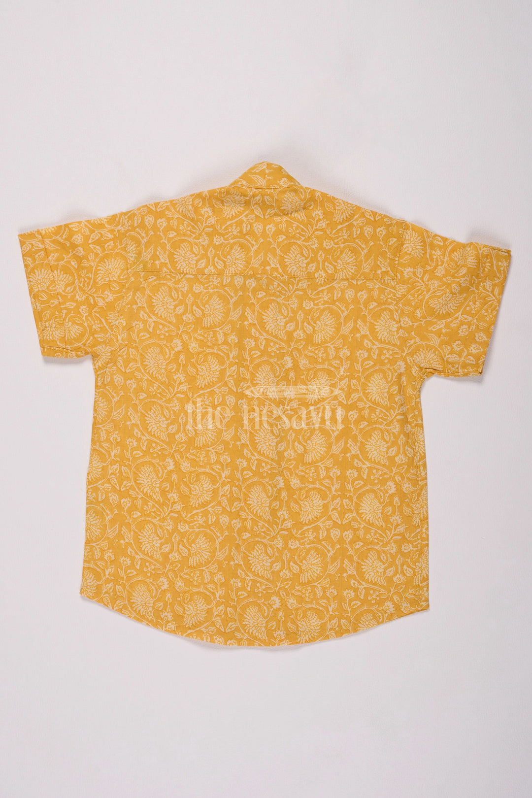 The Nesavu Boys Cotton Shirt Boys Cotton Block Print Infant Christmas Clothes with Trendy Yellow Floral Design Nesavu Nesavu Boys Cotton Infant Christmas Clothes Yellow Floral Block Print