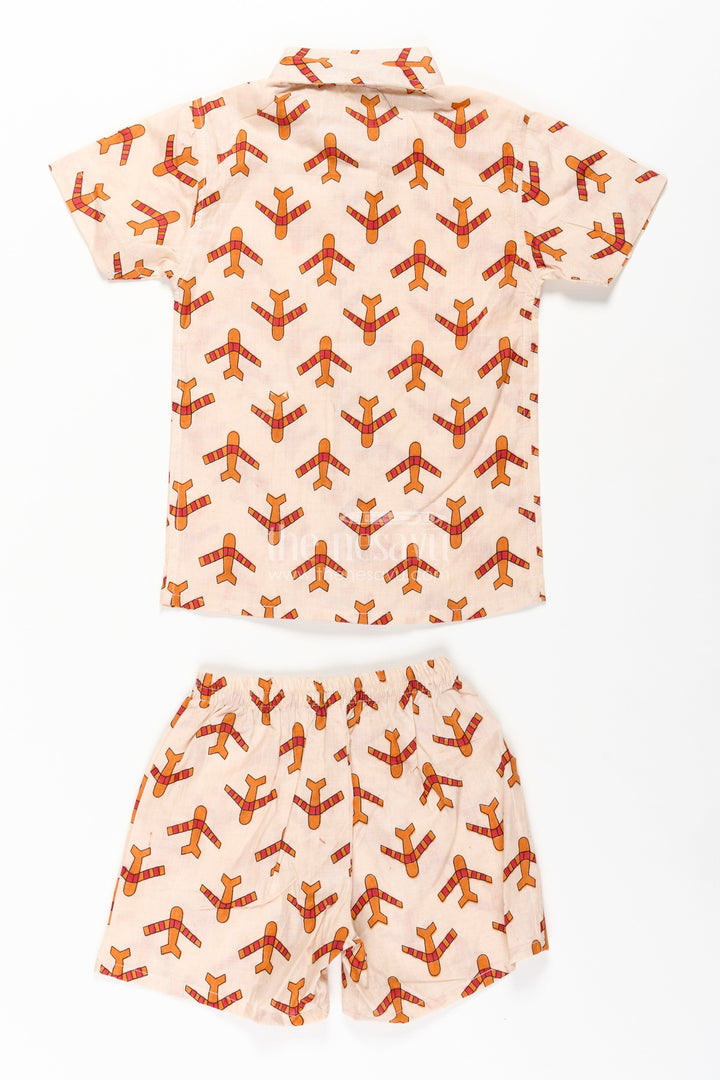 The Nesavu Boys Casual Set Boys Cotton Casual Dresses Set with Digital Print in Beige and Rust Tones for Everyday Style Nesavu Boys Cotton Casual Dresses Set Digital Animal Print Beige Rust Color Scheme | The Nesavu