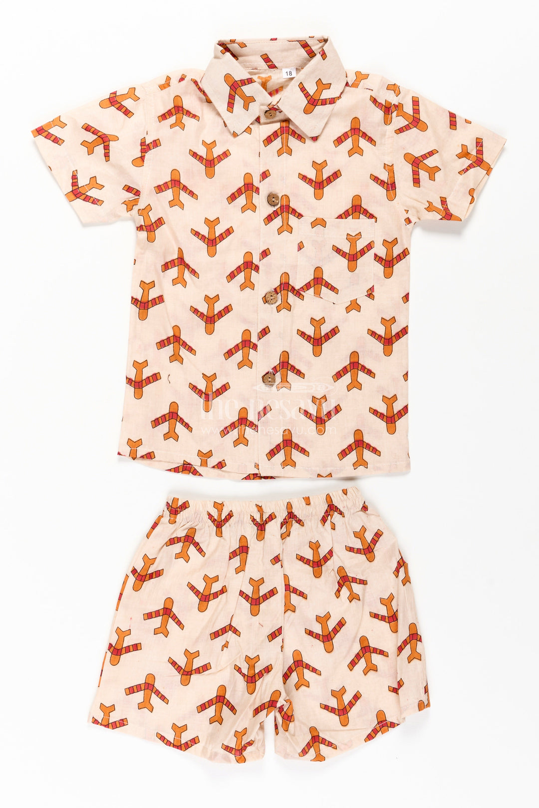 The Nesavu Boys Casual Set Boys Cotton Casual Dresses Set with Digital Print in Beige and Rust Tones for Everyday Style Nesavu Boys Cotton Casual Dresses Set Digital Animal Print Beige Rust Color Scheme | The Nesavu