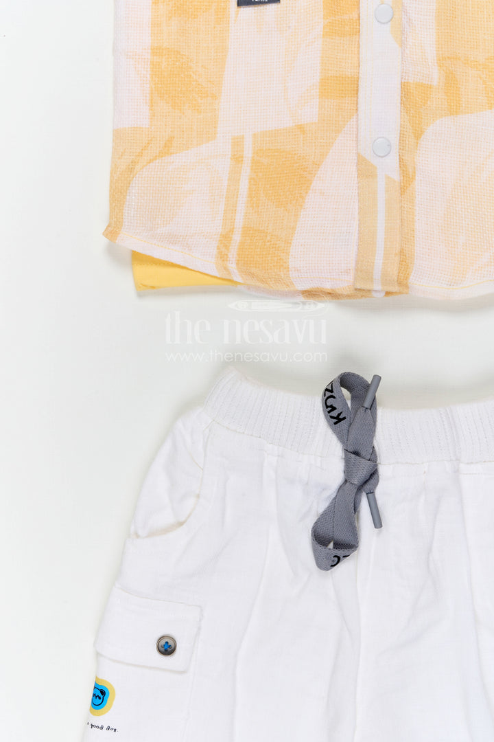 The Nesavu Boys Casual Set Boys Cotton Casual Outfit for Outings and Summer Wear Nesavu Nesavu boys cotton casual outfit for outings with breathable fabric and comfortable shorts summer kids wear