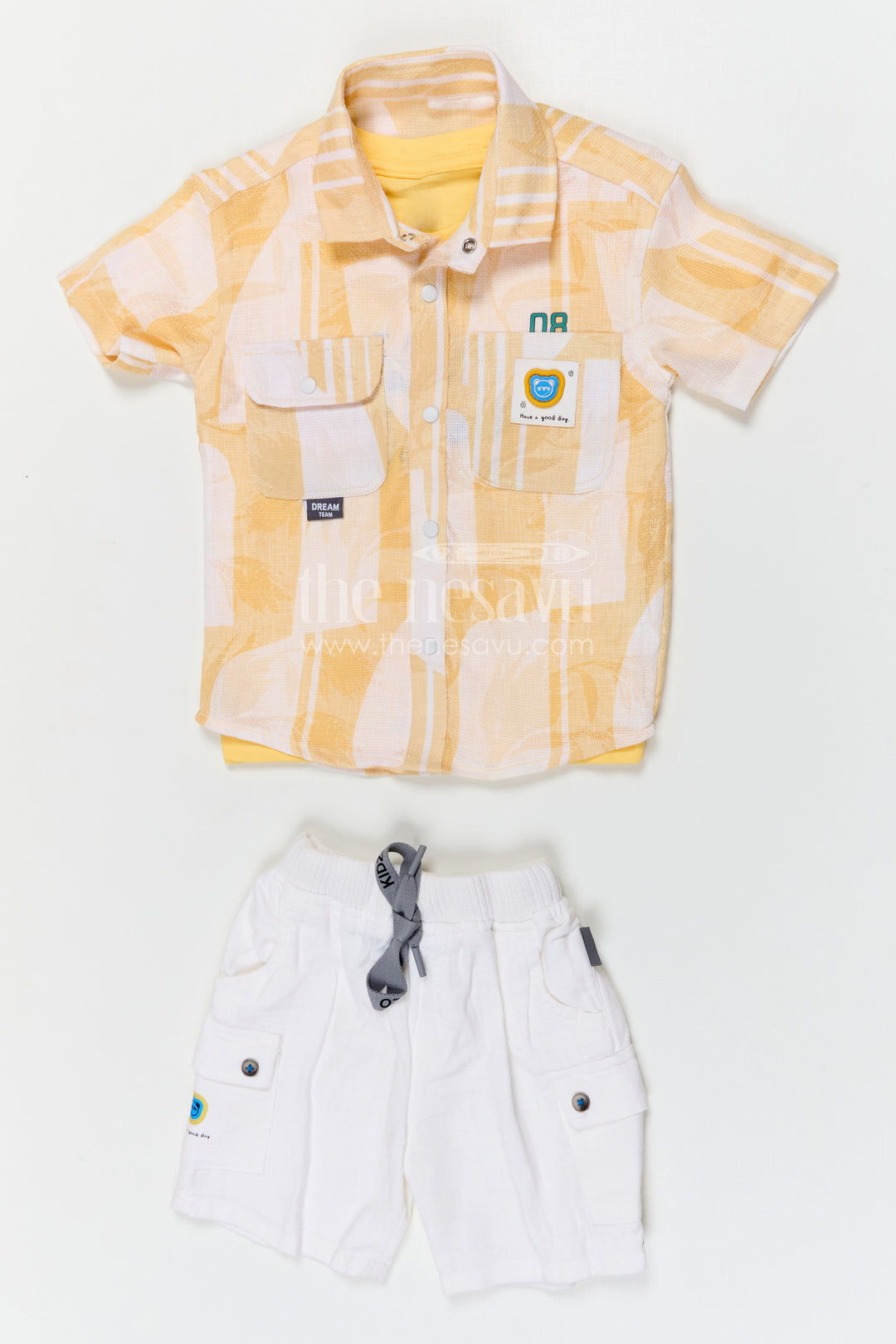 The Nesavu Boys Casual Set Boys Cotton Casual Outfit for Outings and Summer Wear Nesavu Nesavu boys cotton casual outfit for outings with breathable fabric and comfortable shorts summer kids wear