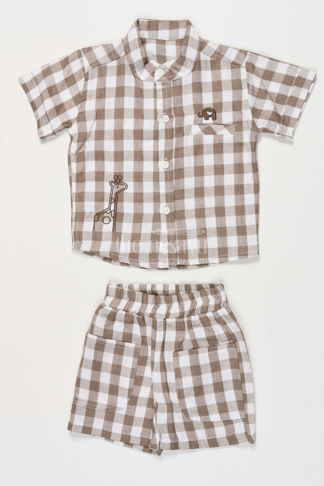The Nesavu Boys Casual Set Boys Cotton Casual Set for Everyday Wear and Playtime Nesavu 12 (3M) / Gray BCS541B-12 Nesavu boys cotton shirt and shorts set for everyday comfort and casual outings