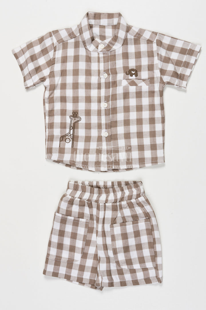 The Nesavu Boys Casual Set Boys Cotton Casual Set for Everyday Wear and Playtime Nesavu 12 (3M) / Gray BCS541B-12 Nesavu boys cotton shirt and shorts set for everyday comfort and casual outings