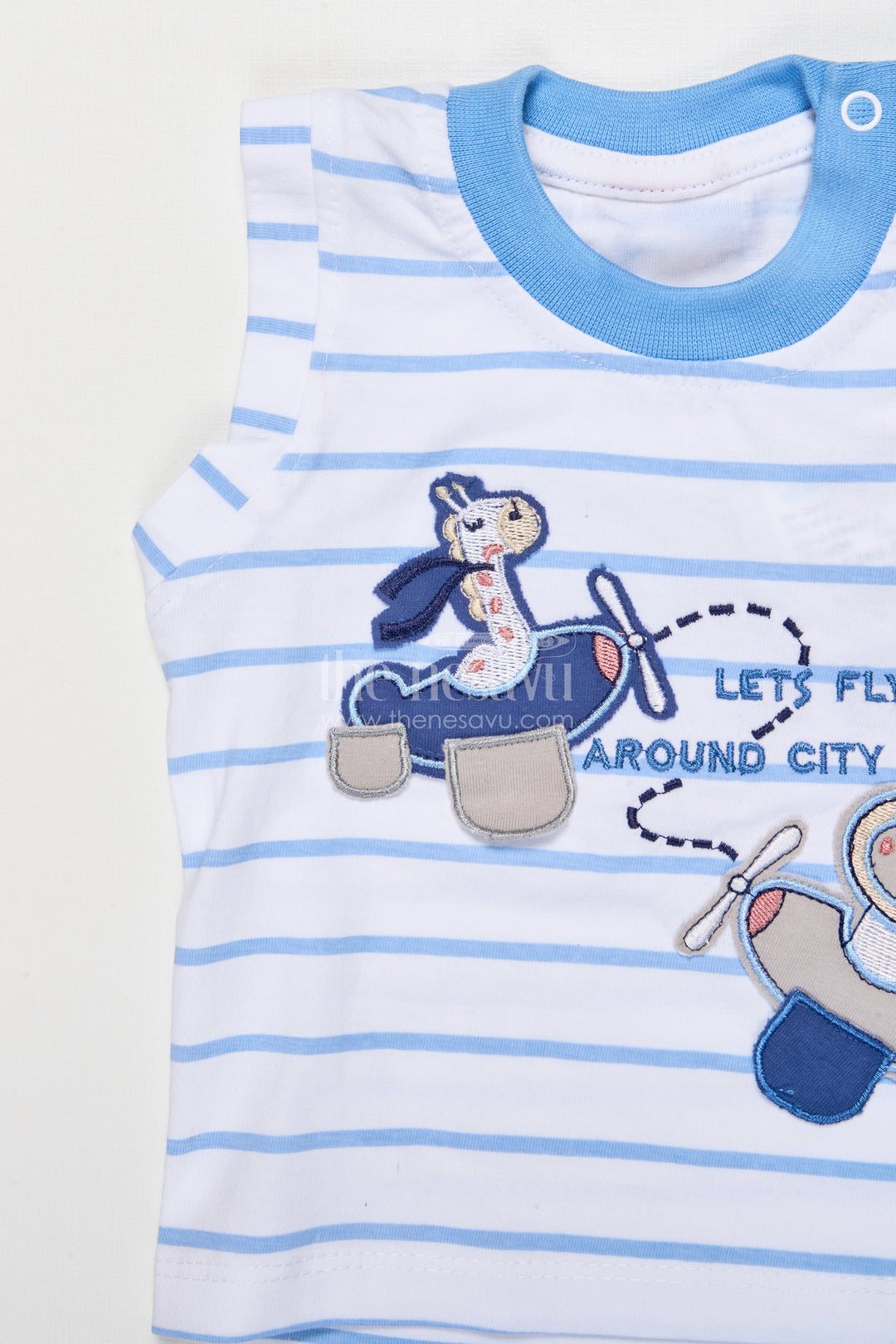 The Nesavu Boys Casual Set Boys Cotton Casual Set for Everyday Wear and Summer Fun Nesavu Nesavu boys cotton casual wear set striped tee shorts daily comfort