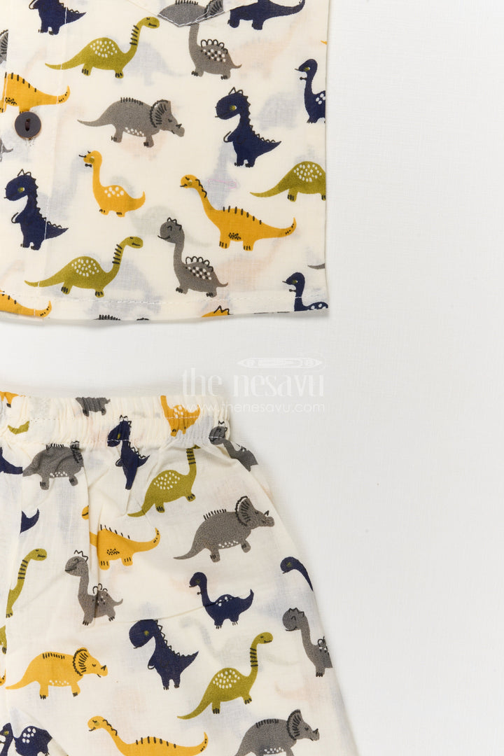 The Nesavu Boys Casual Set Boys Cotton Casual Set with Dinosaur Print for Everyday Adventures Nesavu Nesavu boys cotton casual set with dinosaur digital print – fun and comfy outfit for toddlers