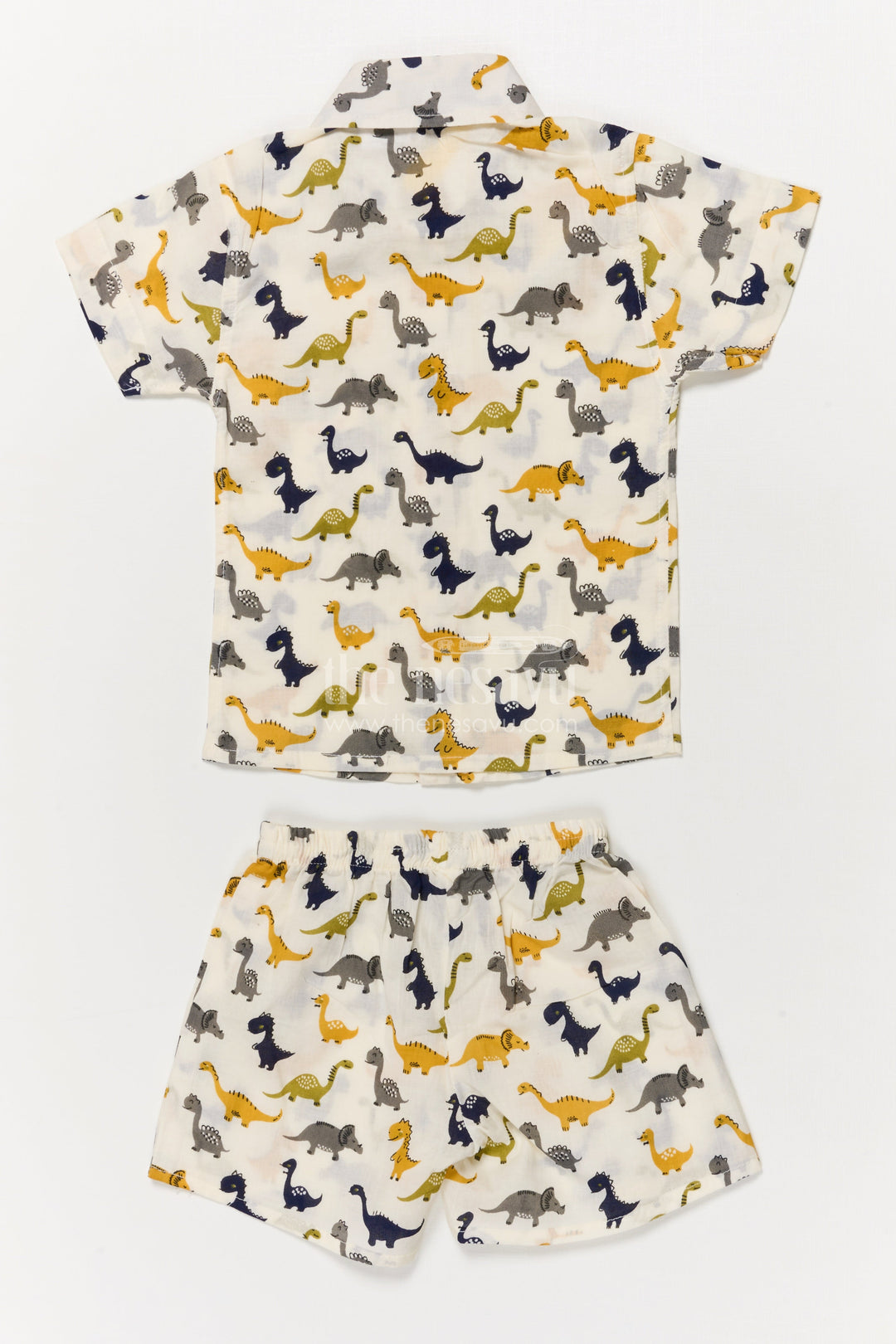 The Nesavu Boys Casual Set Boys Cotton Casual Set with Dinosaur Print for Everyday Adventures Nesavu Nesavu boys cotton casual set with dinosaur digital print – fun and comfy outfit for toddlers