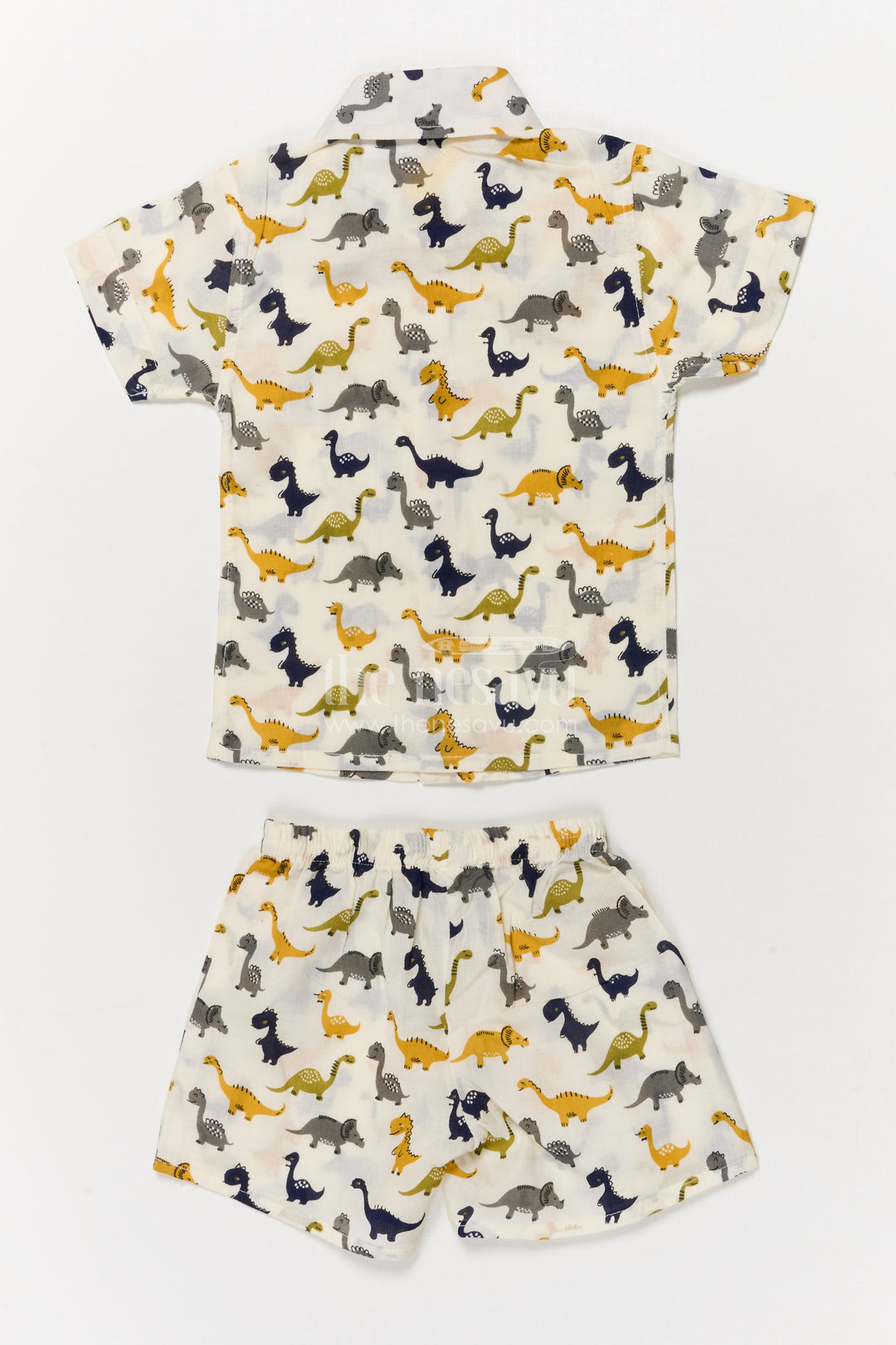 The Nesavu Boys Casual Set Boys Cotton Casual Set with Dinosaur Print for Everyday Adventures Nesavu Nesavu boys cotton casual set with dinosaur digital print – fun and comfy outfit for toddlers