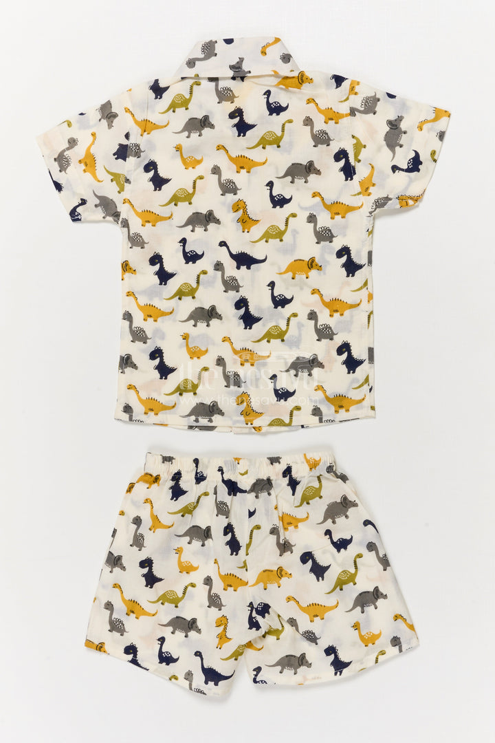 The Nesavu Boys Casual Set Boys Cotton Casual Set with Dinosaur Print for Everyday Adventures Nesavu Nesavu boys cotton casual set with dinosaur digital print – fun and comfy outfit for toddlers