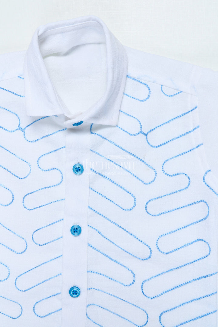 The Nesavu Boys Casual Set Boys Cotton Casual Set with Embroidered Shirt for Outings and Events Nesavu Nesavu boys cotton shirt pants set embroidery birthdays casual family events