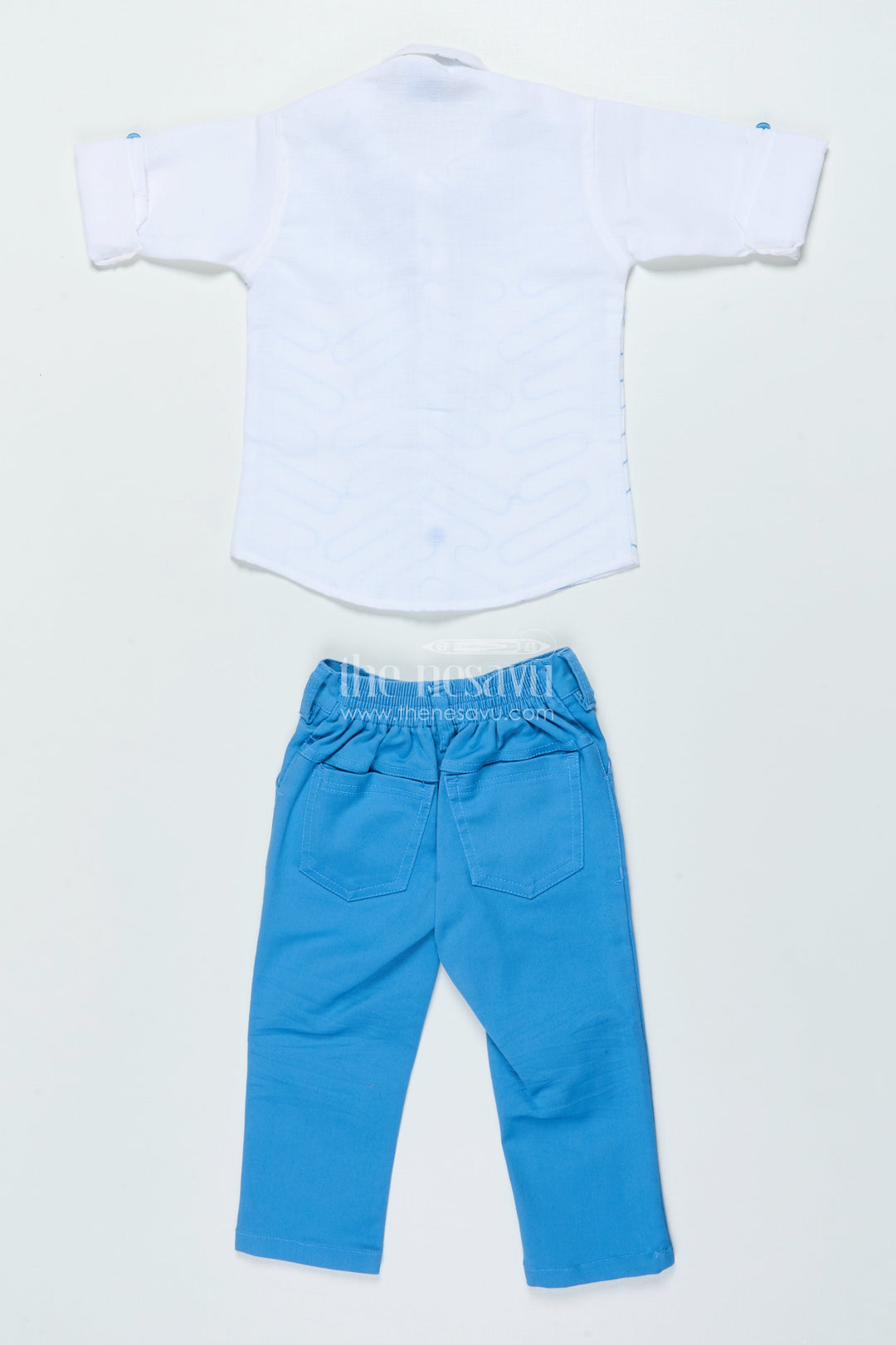 The Nesavu Boys Casual Set Boys Cotton Casual Set with Embroidered Shirt for Outings and Events Nesavu Nesavu boys cotton shirt pants set embroidery birthdays casual family events