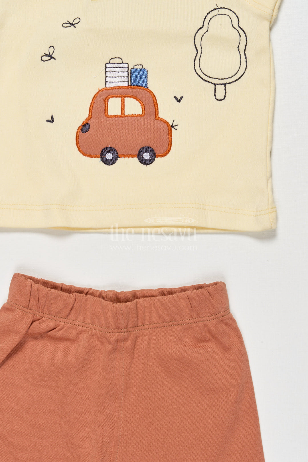 The Nesavu Boys Casual Set Boys Cotton Casual Set with Embroidery for Outings and Playdates Nesavu Nesavu boys cotton casual wear set embroidery everyday outings play