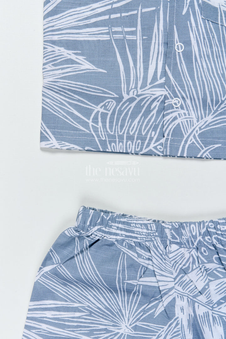 The Nesavu Boys Casual Set Boys Cotton Casual Shirt and Shorts Set for Summer Outings Nesavu Nesavu boys cotton shirt shorts set digital print  perfect casual summer days play