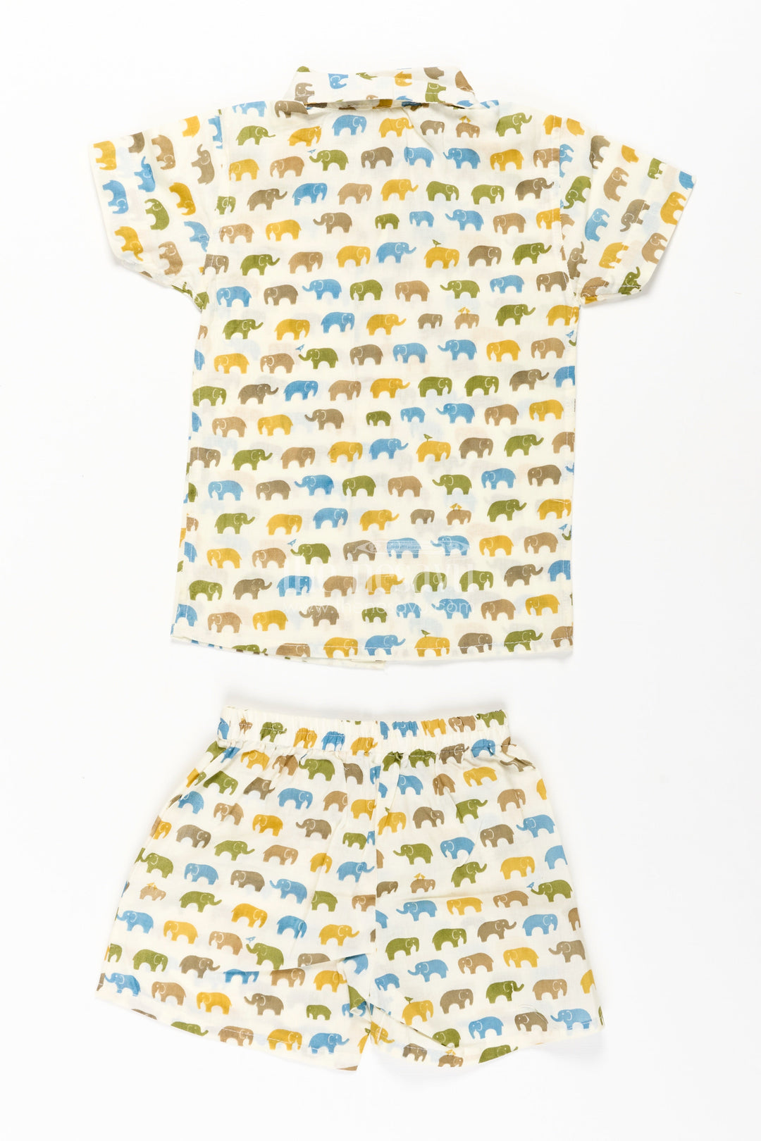 The Nesavu Boys Casual Set Boys Cotton Casual Wear Shirts Set with Elephant Digital Print and Matching Summer Shorts Nesavu Boys Cotton Casual Wear Shirts Elephant Print Matching Summer Shorts Set | The Nesavu