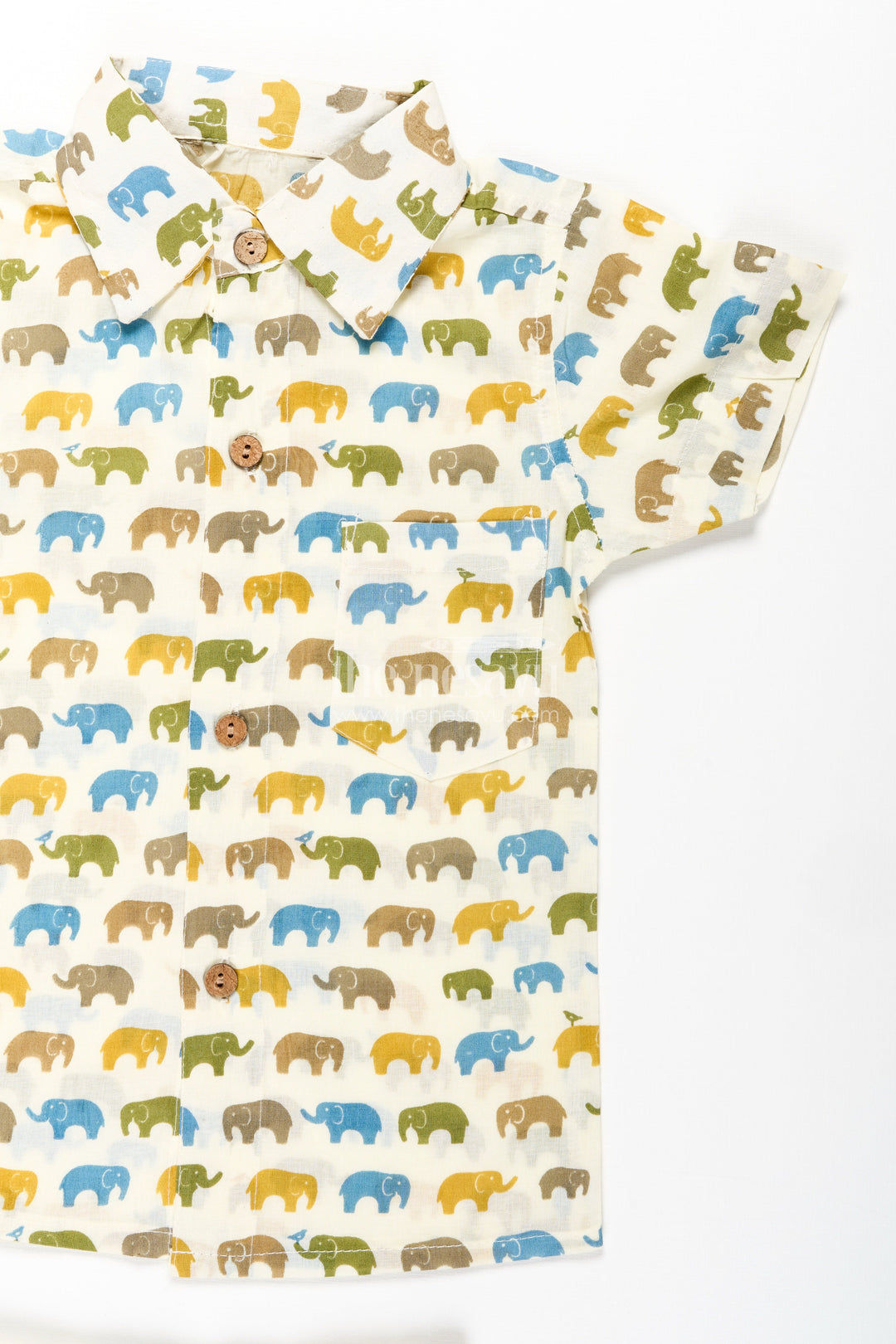 The Nesavu Boys Casual Set Boys Cotton Casual Wear Shirts Set with Elephant Digital Print and Matching Summer Shorts Nesavu Boys Cotton Casual Wear Shirts Elephant Print Matching Summer Shorts Set | The Nesavu