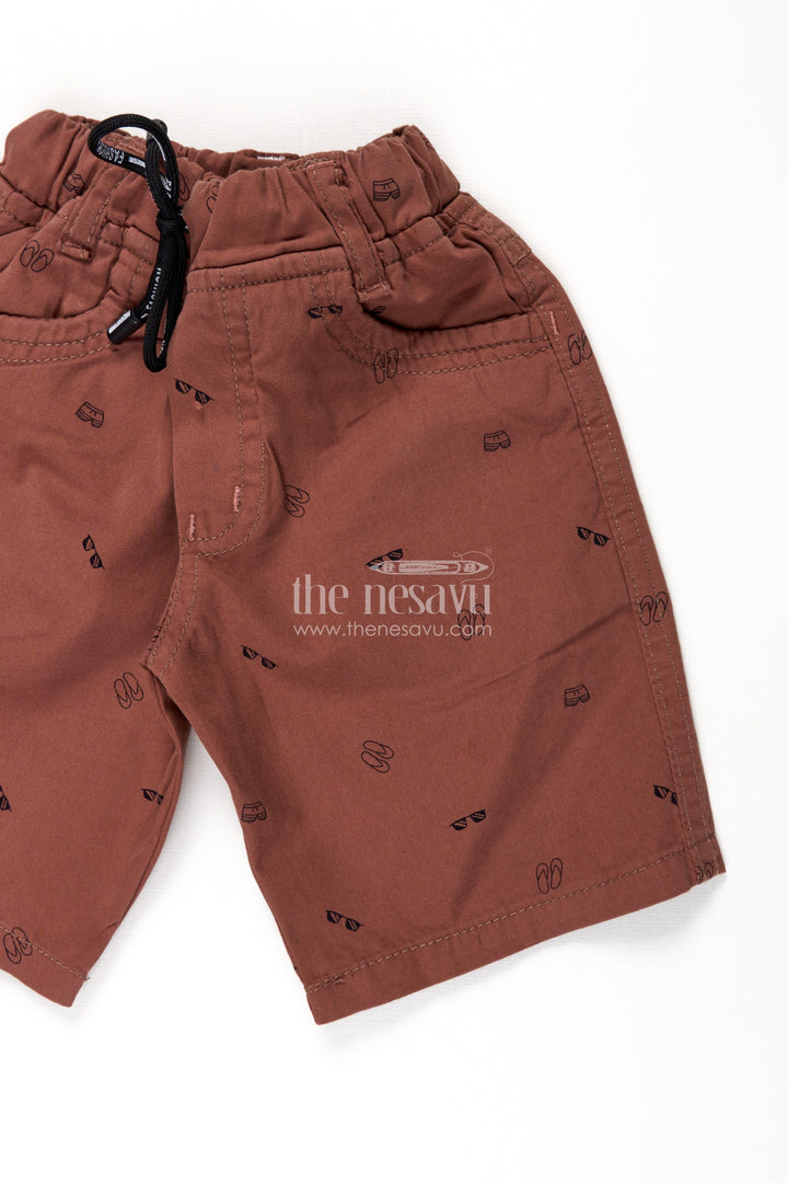 The Nesavu Boys Shorts Boys Cotton Casual Wear Shorts with All Over Digital Print and Drawstring Waistband Nesavu Nesavu Boys Cotton Shorts Digital Prints Elastic Drawstring Waist Casual Wear