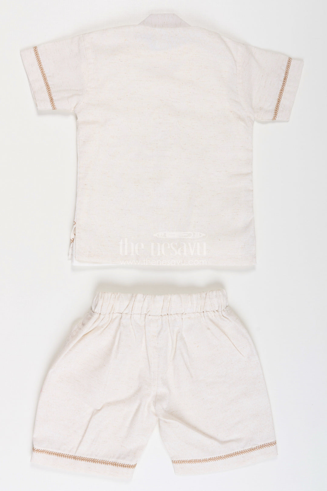 The Nesavu Boys Casual Set Boys Cotton Clothes for Kids with Thread Embroidery Shirt and Casual Tee Set Nesavu Cotton Clothes Kids Embroidered Shirt Sleeveless Tee Combo Set | The Nesavu