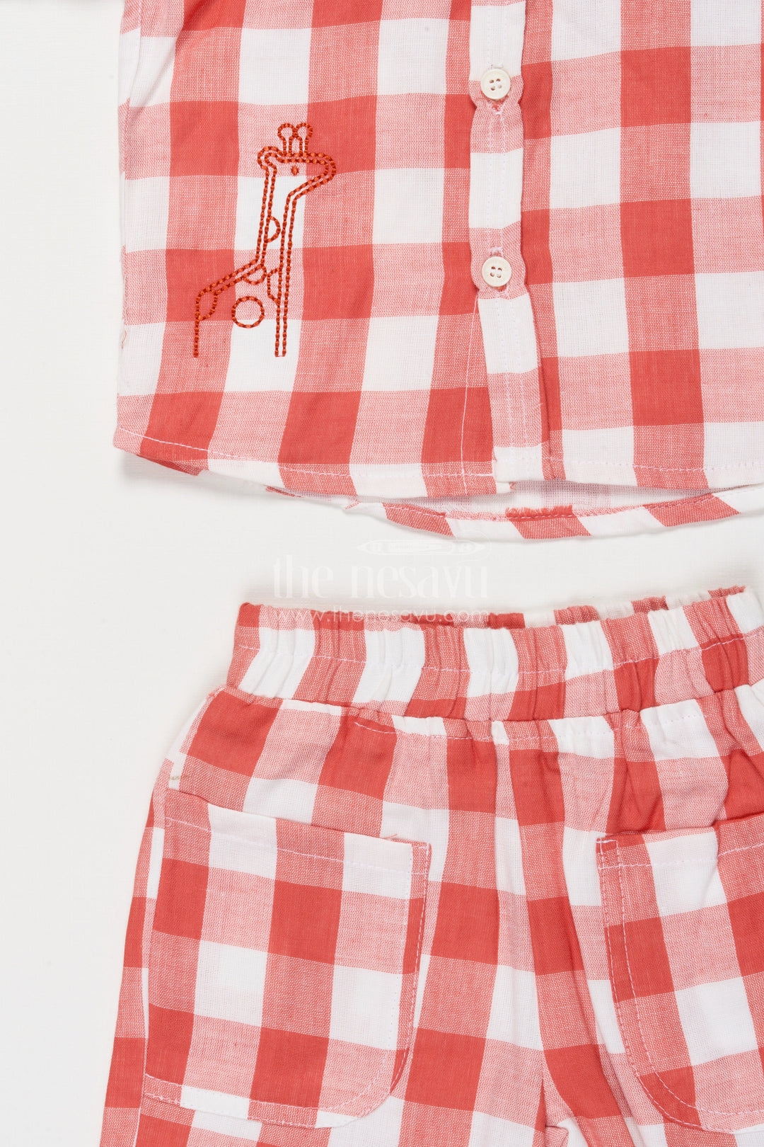 The Nesavu Boys Casual Set Boys Cotton Co-ord Set for Park Days and Casual Outings Nesavu Nesavu boys cotton check shirt shorts set park outings family casuals