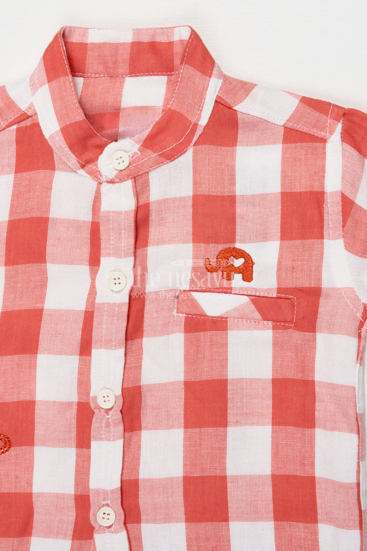 The Nesavu Boys Casual Set Boys Cotton Co-ord Set for Park Days and Casual Outings Nesavu Nesavu boys cotton check shirt shorts set park outings family casuals