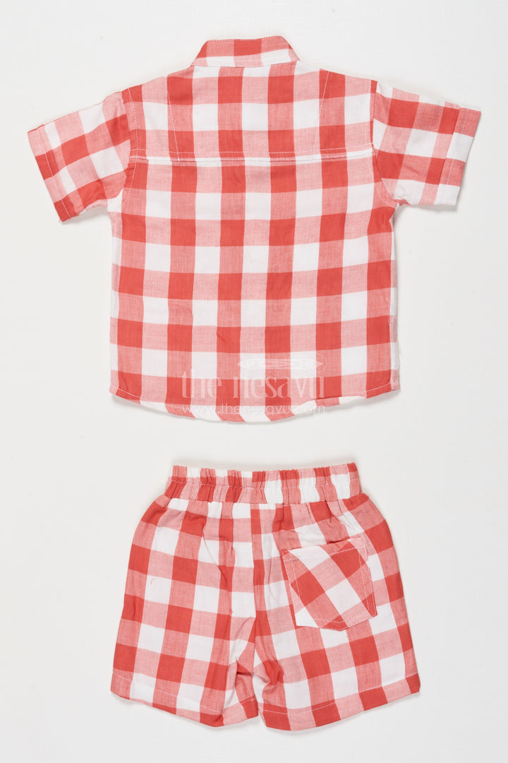 The Nesavu Boys Casual Set Boys Cotton Co-ord Set for Park Days and Casual Outings Nesavu Nesavu boys cotton check shirt shorts set park outings family casuals