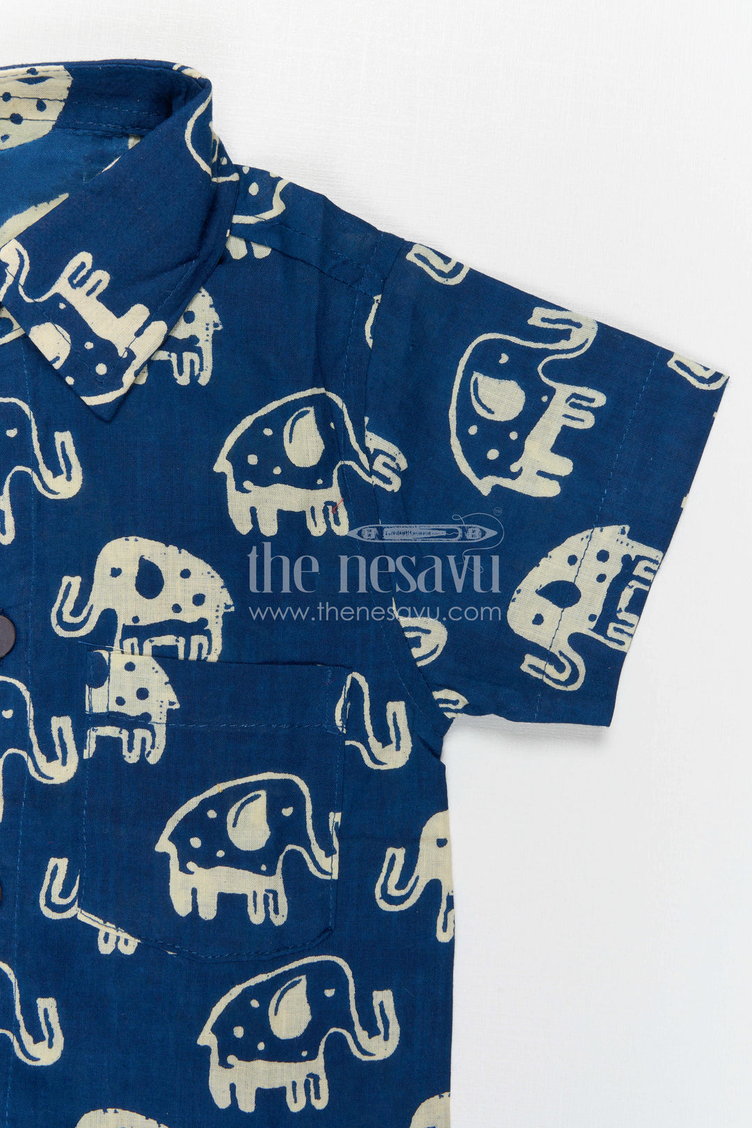 The Nesavu Boys Casual Set Boys Cotton Co Ord Set for Summer Playtime and Outings Nesavu Nesavu Boys Cotton Co Ord Set For Summer Playtime With Elephant Print Shirt And Shorts Outfit