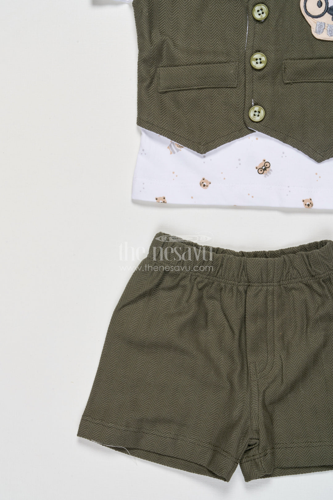 The Nesavu Boys Casual Set Boys Cotton Collared Set for Festive Casuals and Outings Nesavu Nesavu toddler boy cotton collared shirt shorts set festive gatherings smart casual wear