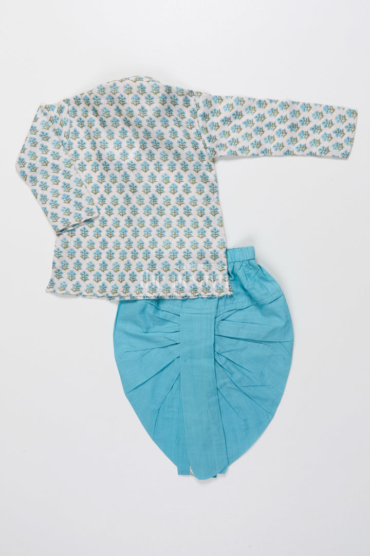 The Nesavu Boys Dothi Set Boys Cotton Dhoti Set with Jaipur Block Print for Traditional Functions Nesavu Nesavu boys dhoti set cotton Jaipur block printed kurta poojas festivals