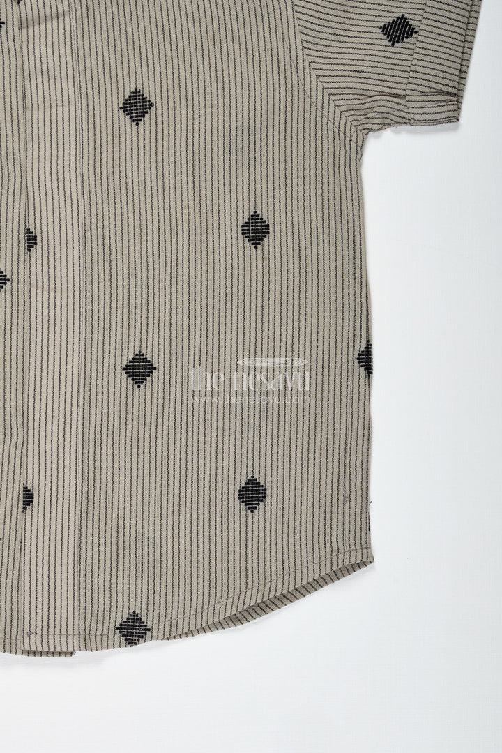 The Nesavu Boys Cotton Shirt Boys Cotton Dobby Shirt with Woven Embroidery for Traditional Dressing Nesavu Nesavu Boys Olive Cotton Dobby Shirt Embroidered Motifs Ethnic Casual Shirt Kids