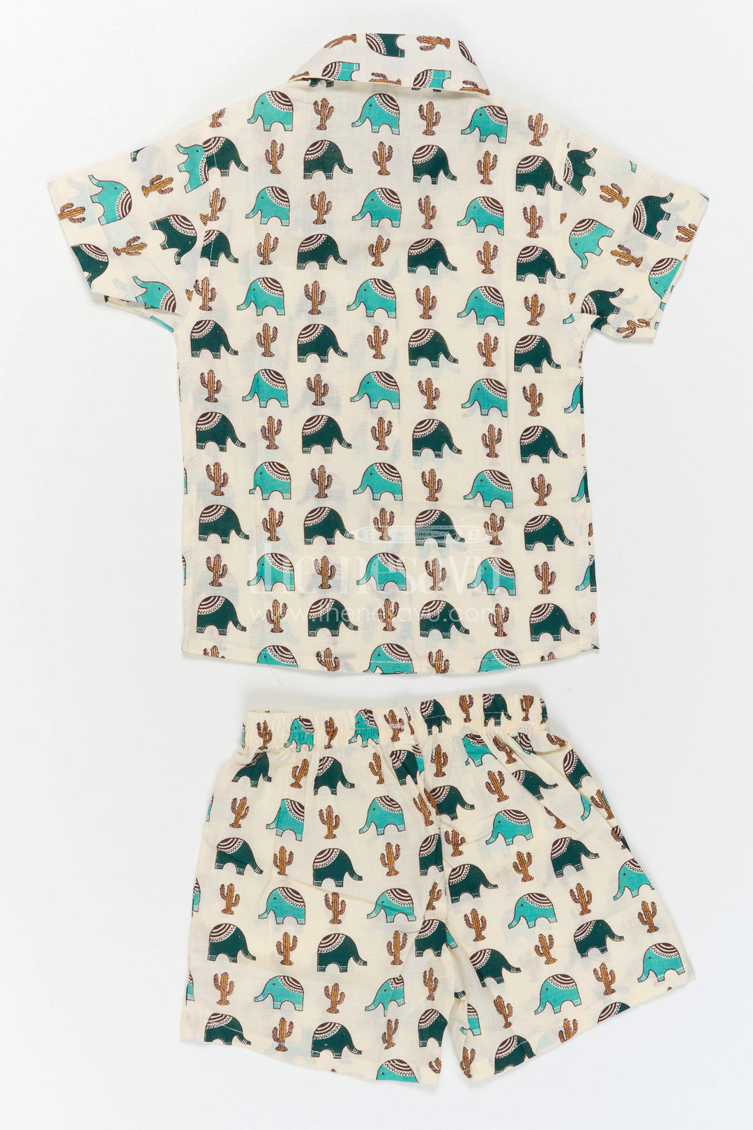 The Nesavu Boys Casual Set Boys Cotton Dress Set for Summer Outings and Playtime Nesavu Nesavu Boys Cotton Co Ord Set For Summer Outings With Digital Print Shirt And Shorts Casual Wear