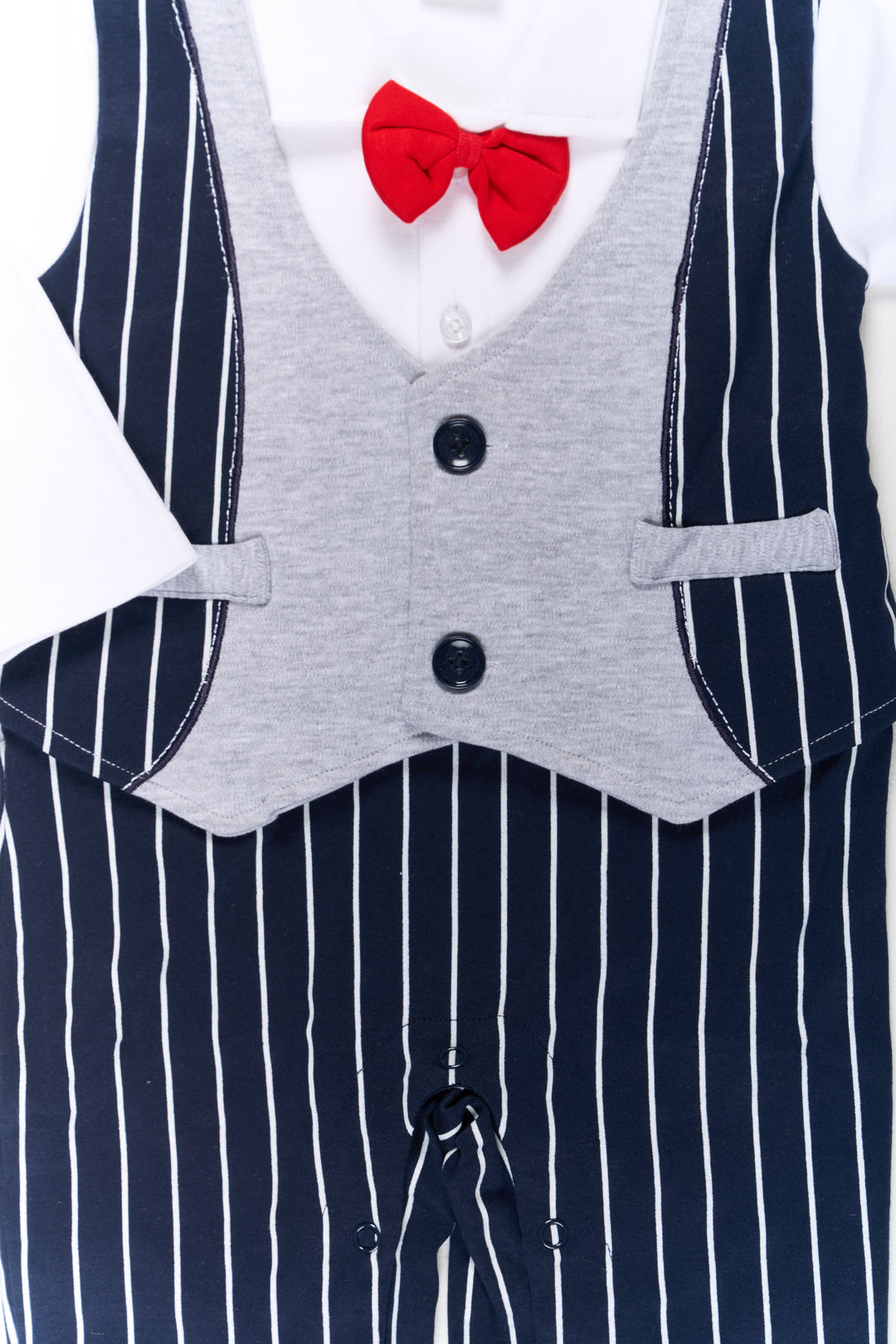 The Nesavu Boys Casual Set Boys Cotton Dungaree Set with White Shirt and Striped Black Overalls for Casual Wear Nesavu Boys Cotton Dungaree Set White Shirt Striped Black Overalls Bow Tie | The Nesavu