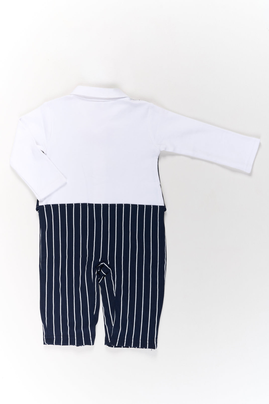 The Nesavu Boys Casual Set Boys Cotton Dungaree Set with White Shirt and Striped Black Overalls for Casual Wear Nesavu Nesavu Boys Cotton Dungaree Set White Shirt Striped Black Overalls Bow Tie