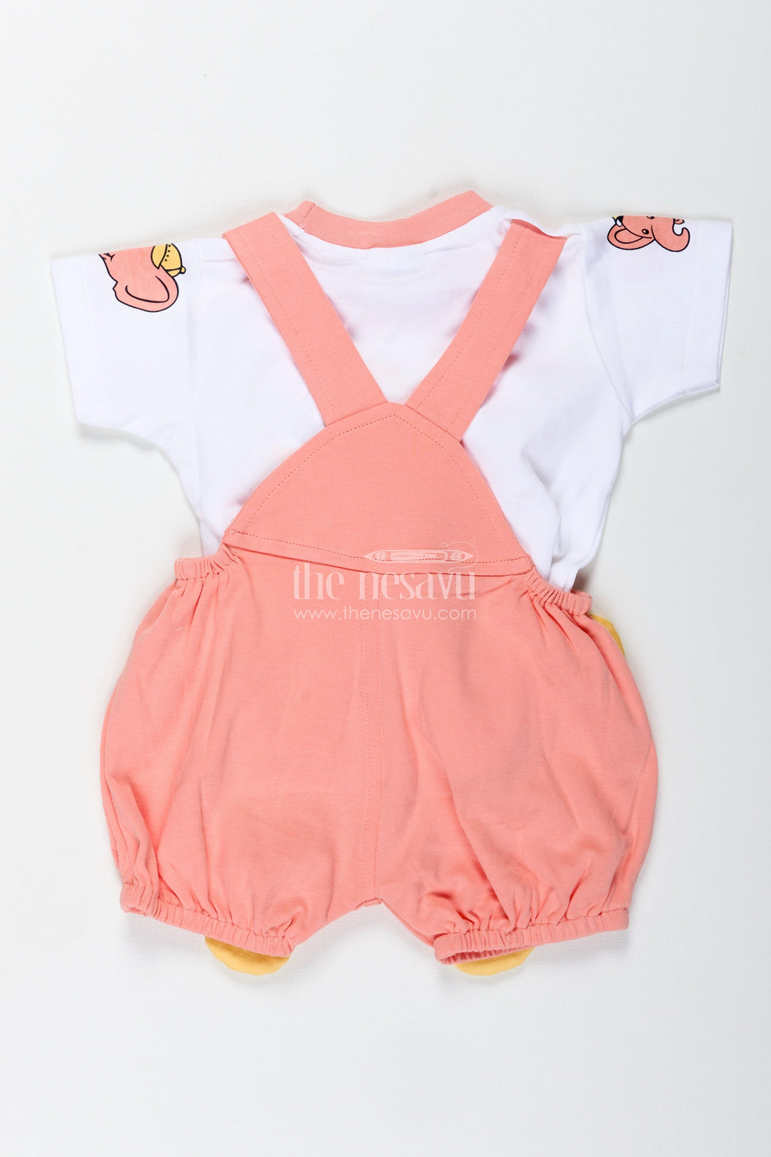 The Nesavu Boys Casual Set Boys Cotton Elephant Print Dres Set with Checkered Pattern and Soft Shorts for Playtime Comfort Nesavu Nesavu Boys Cotton Checkered Elephant Print Dress Set Soft Overalls Casual Wear