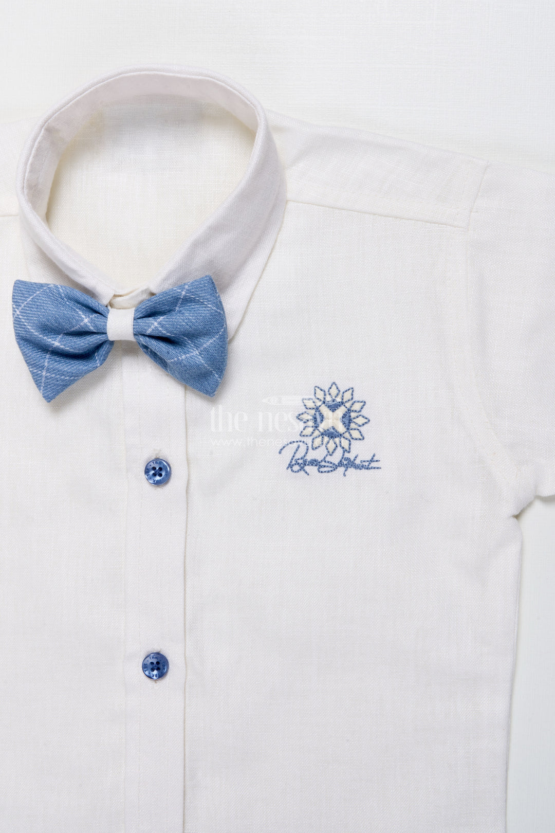 The Nesavu Boys Casual Set Boys Cotton Jacket Set for Weddings and Family Events Nesavu Nesavu boys cotton jacket set blue checkered design festive wedding wear