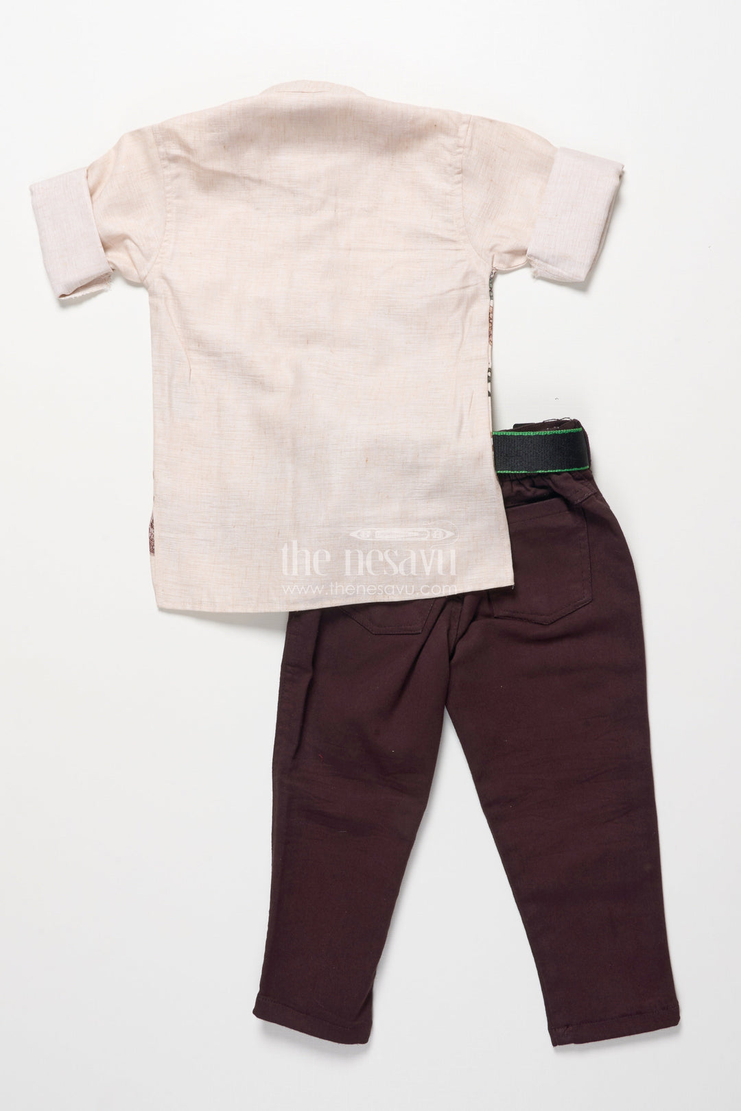 The Nesavu Boys Jacket Sets Boys Cotton Kurta Pant Set with Heritage Digital Print Nesavu Nesavu boys cotton kurta pant set digital heritage prints festivals family events