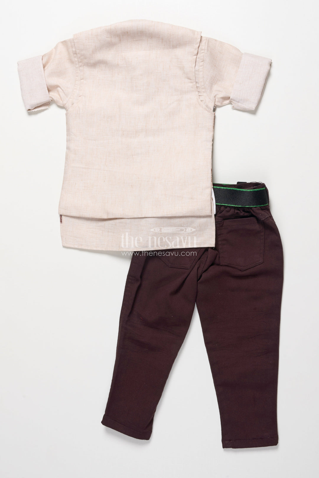 The Nesavu Boys Jacket Sets Boys Cotton Kurta Pant Set with Heritage Digital Print Nesavu Nesavu boys cotton kurta pant set digital heritage prints festivals family events