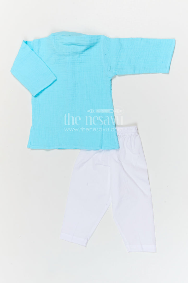 The Nesavu Boys Casual Set Boys Cotton Kurta Set for Casual Outings and Festive Wear Nesavu Nesavu boys muslin cotton kurta set for casual outings and festive family gatherings