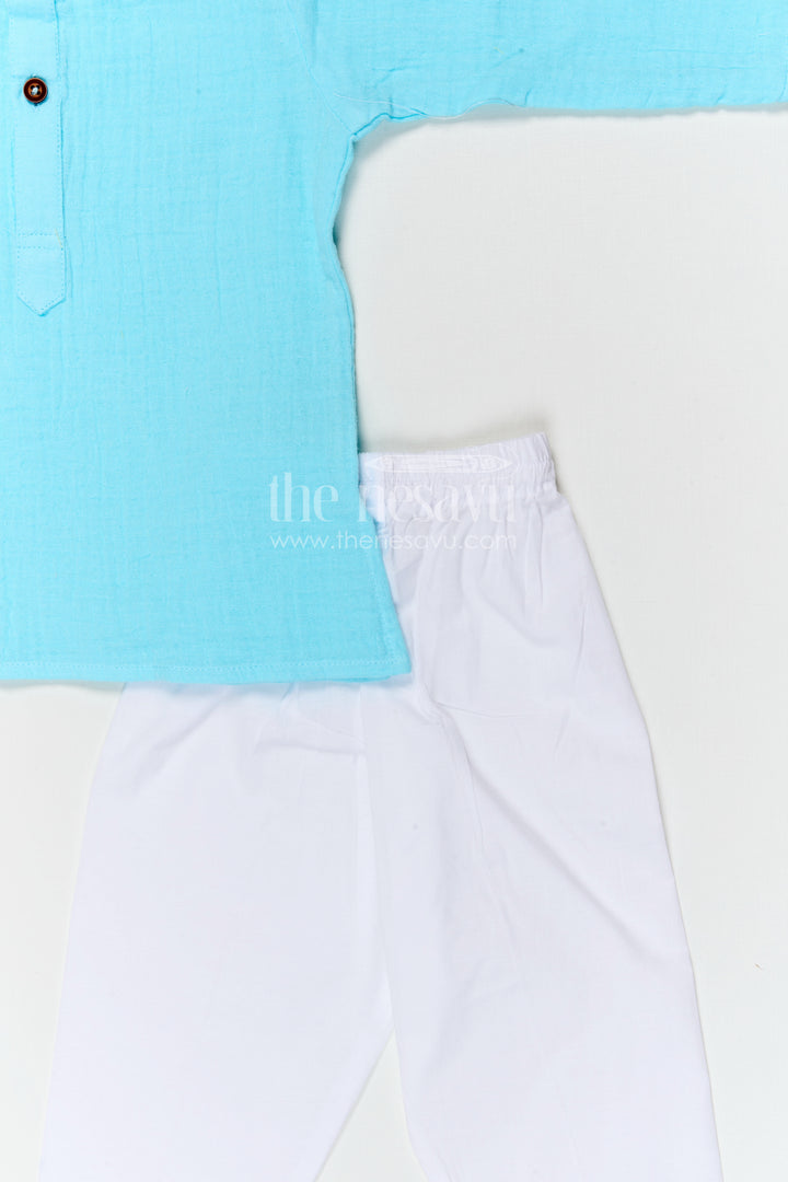 The Nesavu Boys Casual Set Boys Cotton Kurta Set for Casual Outings and Festive Wear Nesavu Nesavu boys muslin cotton kurta set for casual outings and festive family gatherings