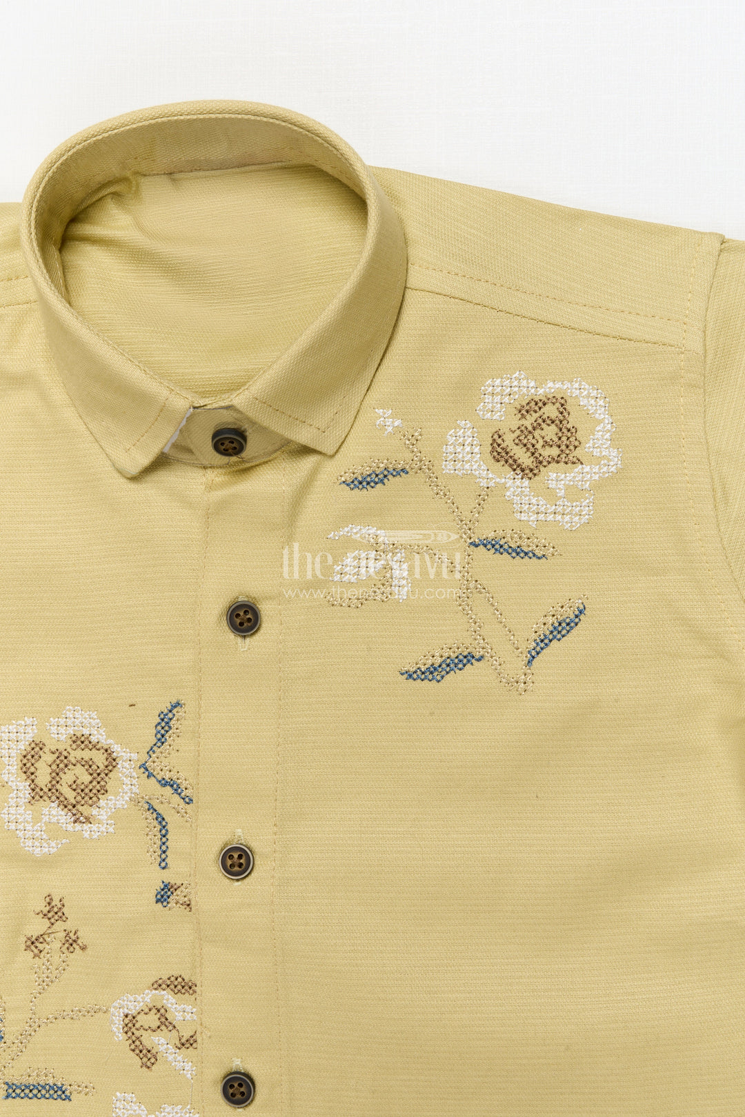 The Nesavu Boys Casual Set Boys Cotton Kurta Set for Ethnic Day and Festive Celebrations Nesavu Nesavu boys ethnic cotton kurta set thread embroidery festive school wear