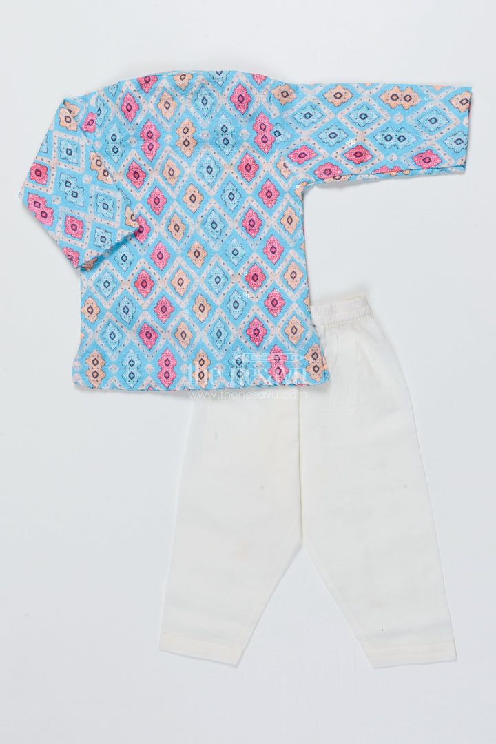 The Nesavu Boys Kurtha Set Boys Cotton Kurta Set for Ethnic Day and Festive Wear Nesavu Nesavu boys cotton kurta set digital print festive school functions ethnic day