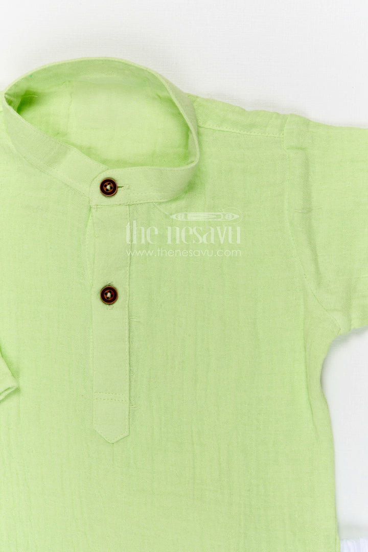 The Nesavu Boys Casual Set Boys Cotton Kurta Set for Traditional Outings and Celebrations Nesavu Nesavu boys muslin cotton kurta set for traditional outings and festive celebrations