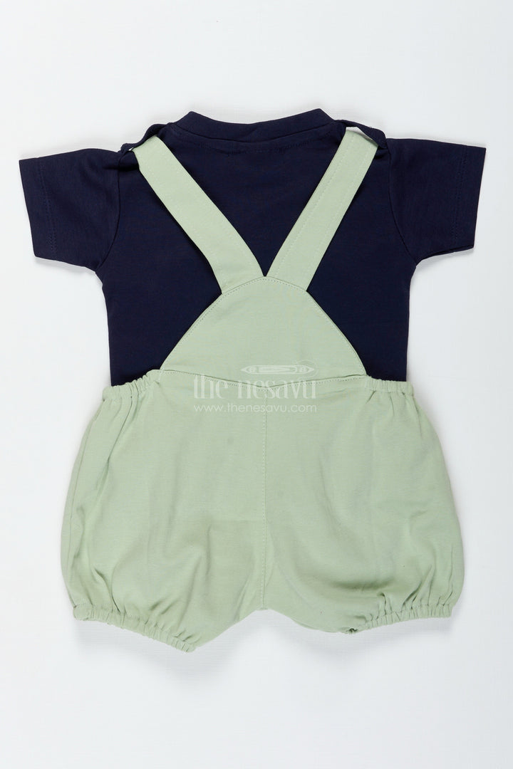 The Nesavu Boys Casual Set Boys Cotton Lion Print Set with Playful Dungaree Design and Animal Theme for Everyday Comfort Nesavu Nesavu Boys Cotton Outfit Lion Print Animal Dungaree Design Casual Wear Comfort