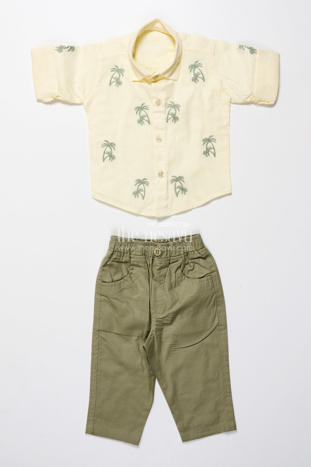 The Nesavu Boys Casual Set Boys Cotton Outfit Set with Embroidery for Everyday Comfort and Outings Nesavu Nesavu cotton boys outfit set embroidery matching cap casual outings daily wear