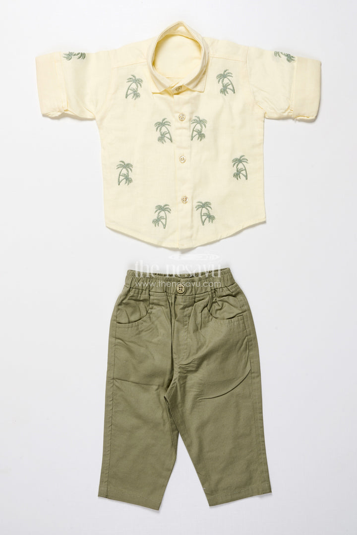 The Nesavu Boys Casual Set Boys Cotton Outfit Set with Embroidery for Everyday Comfort and Outings Nesavu Nesavu cotton boys outfit set embroidery matching cap casual outings daily wear