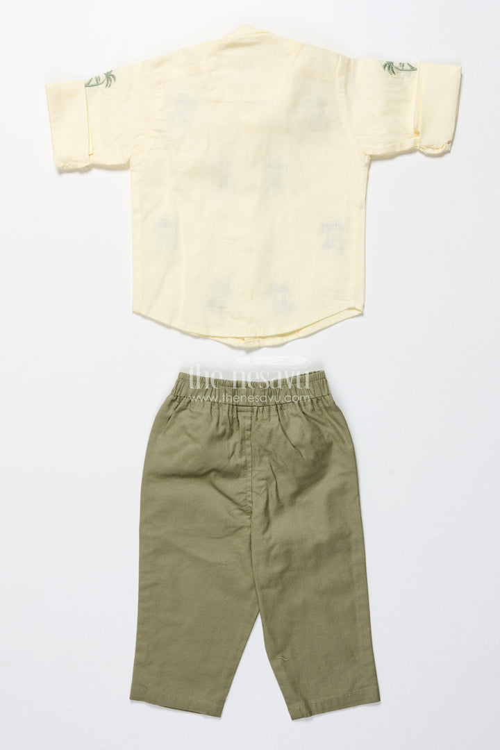 The Nesavu Boys Casual Set Boys Cotton Outfit Set with Embroidery for Everyday Comfort and Outings Nesavu Nesavu cotton boys outfit set embroidery matching cap casual outings daily wear